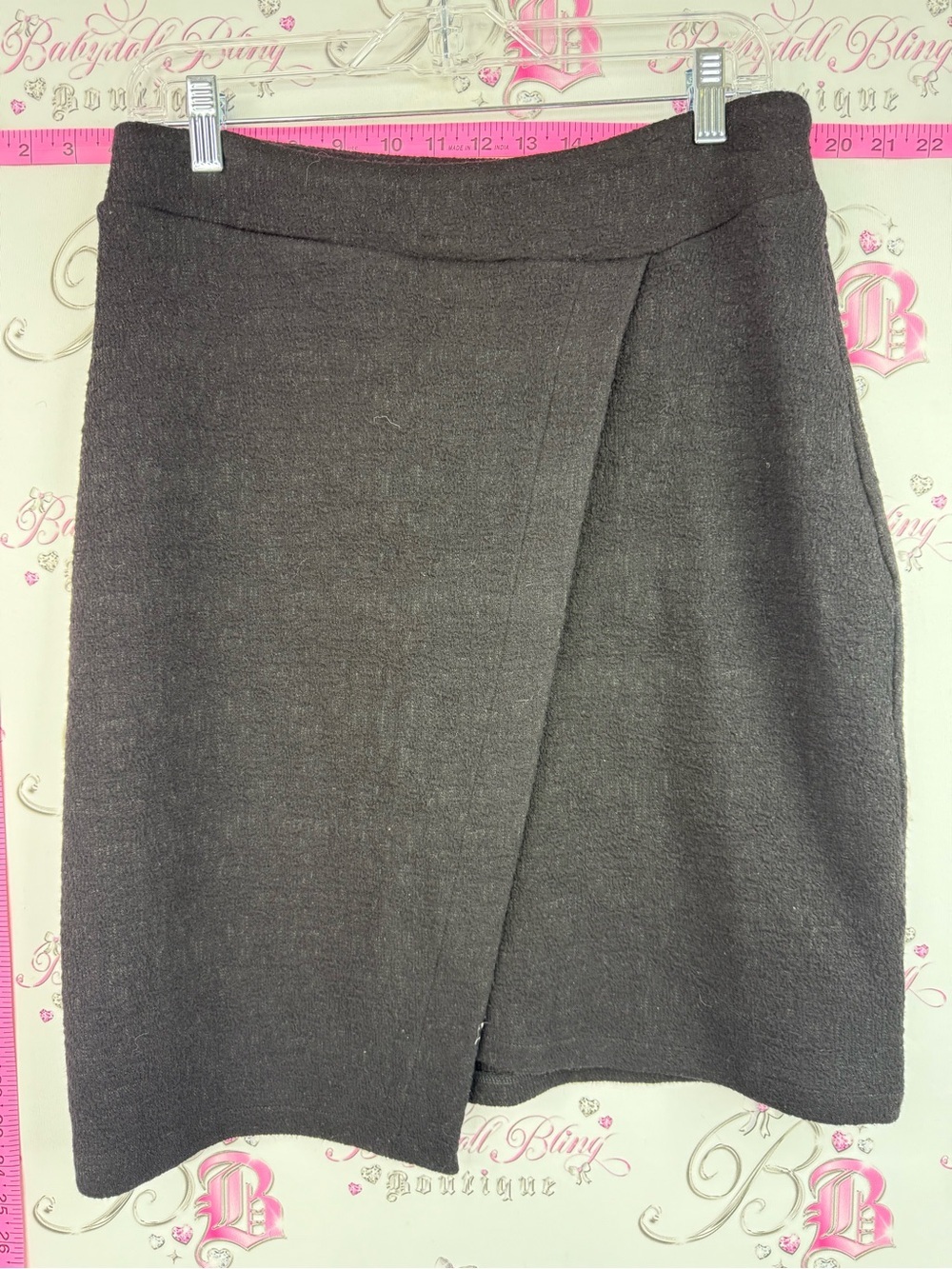 Annie 50 skirt  Dark Gray Wrap-Front Pencil Skirt